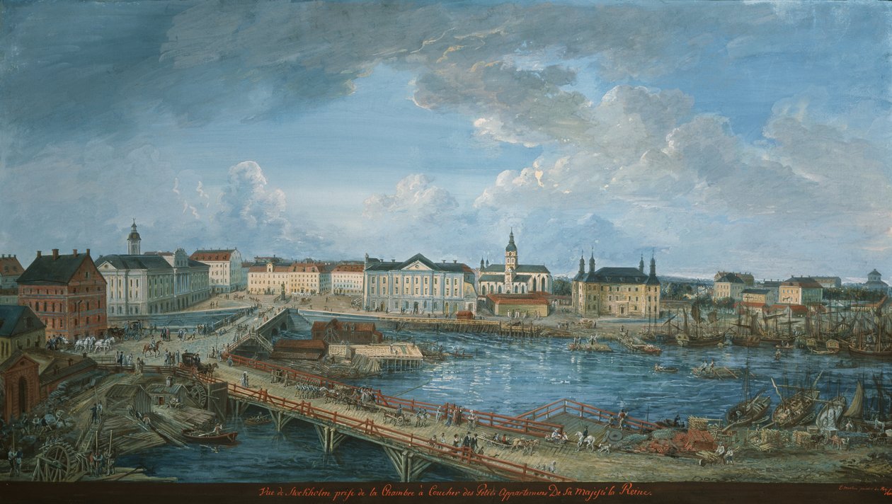 Uitzicht op Stockholm vanaf het Koninklijk Paleis door Elias Martin