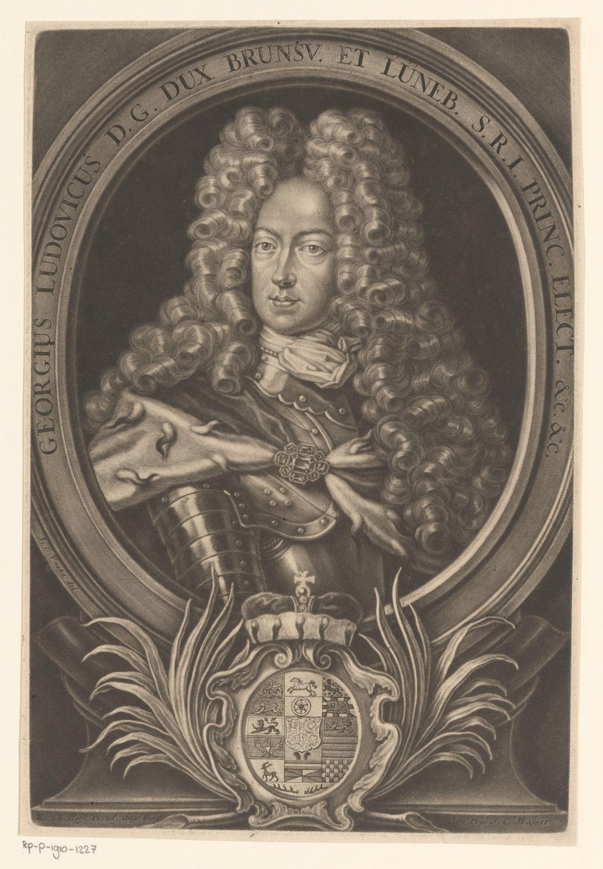 Portret van Georg Ludwig, koning van Groot-Brittannië en Ierland door Elias Christopf Heiss
