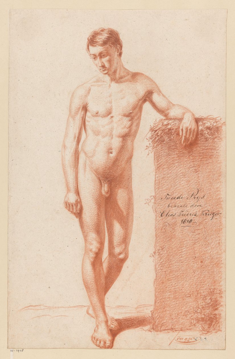 Staand mannelijk naakt, van voren gezien (2e prijs 1818) door Elias Friedrich Kruger