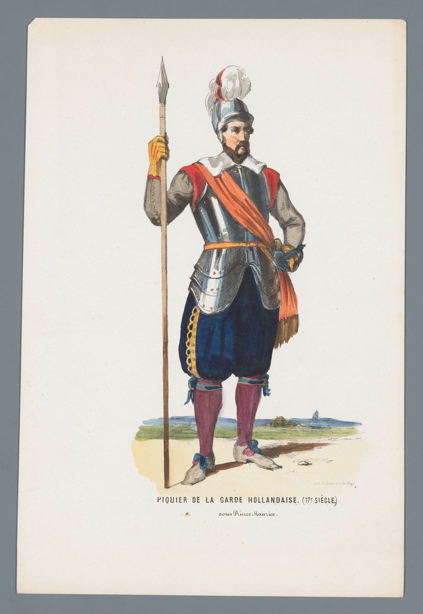 Piekenier van de Hollandse Garde. (17e eeuw.) onder Prins Maurits door Elias Spanier