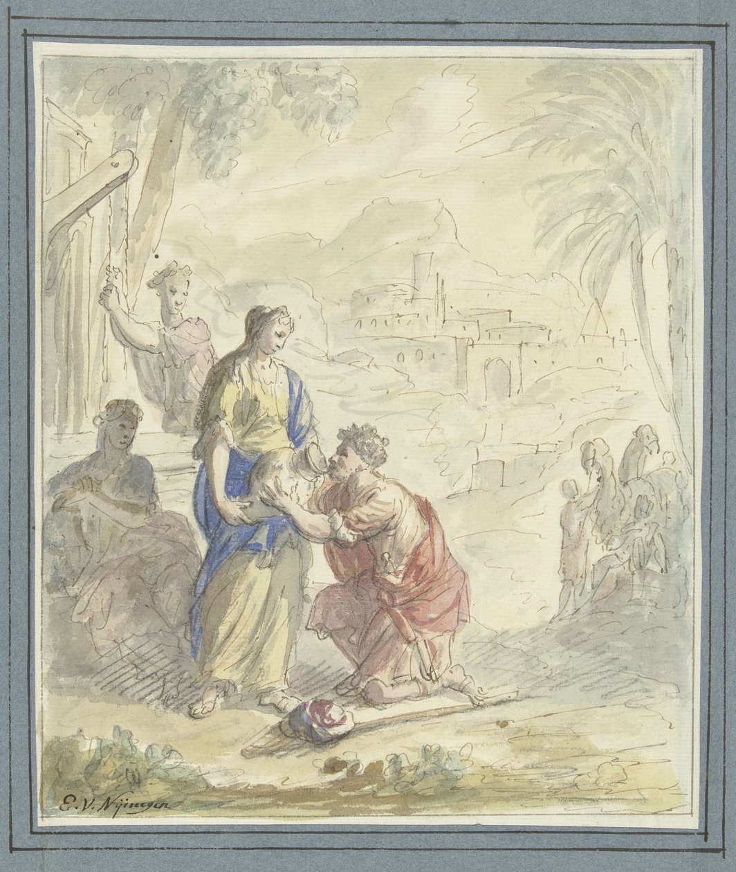 Rebekka en Eliëzer aan de bron door Elias van Nijmegen