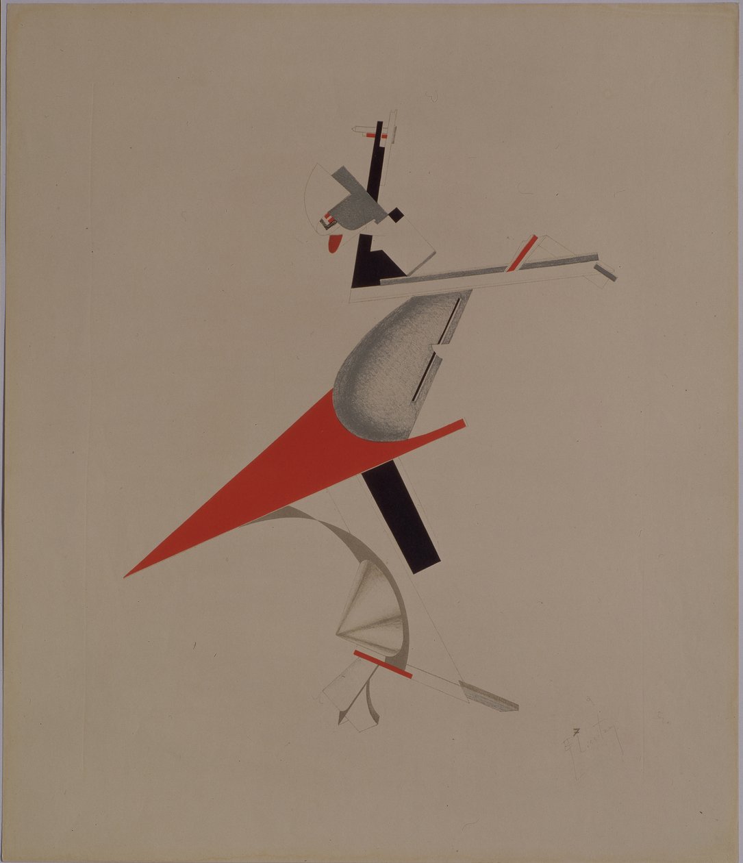 Schurk. Beeldje voor de opera Overwinning op de zon door A. Kruchenykh, 1920-1921 door Eliezer Markowich Lissitzky
