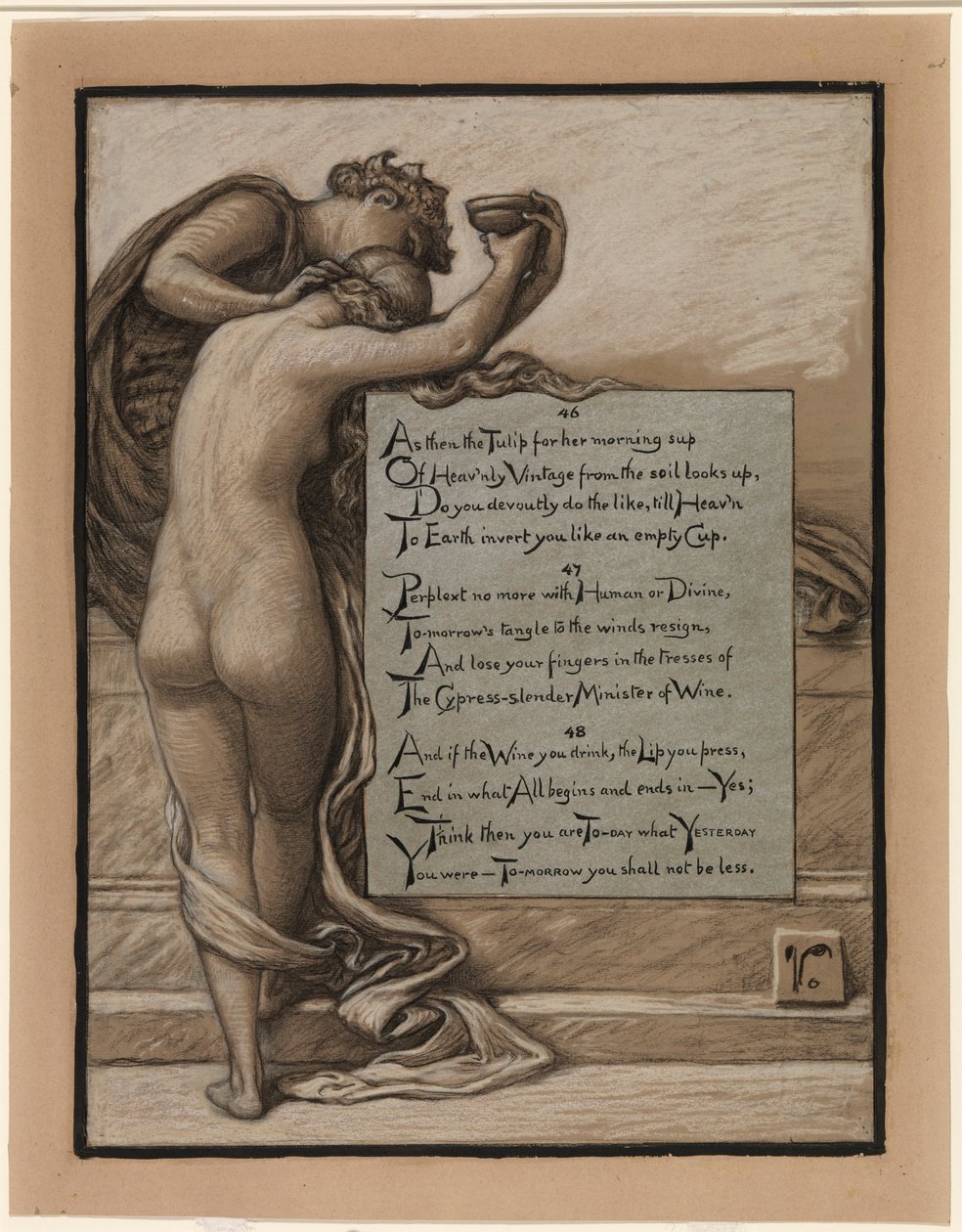 (Illustratie voor Rubáiyát van Omar Khayyám) De beker der liefde door Elihu Vedder