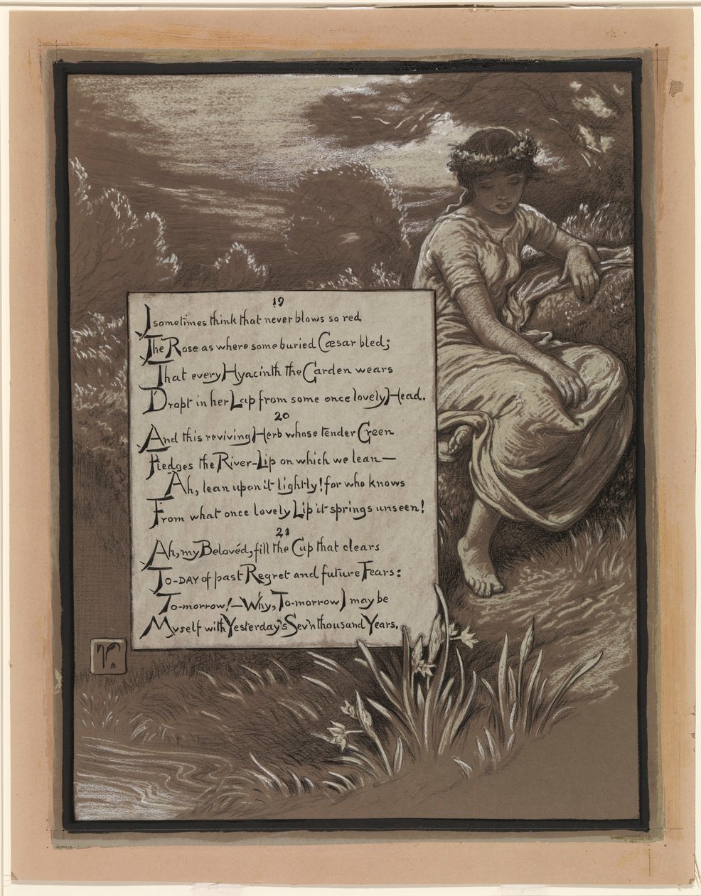 (Illustratie voor Rubáiyát van Omar Khayyám) De rivier de lip door Elihu Vedder