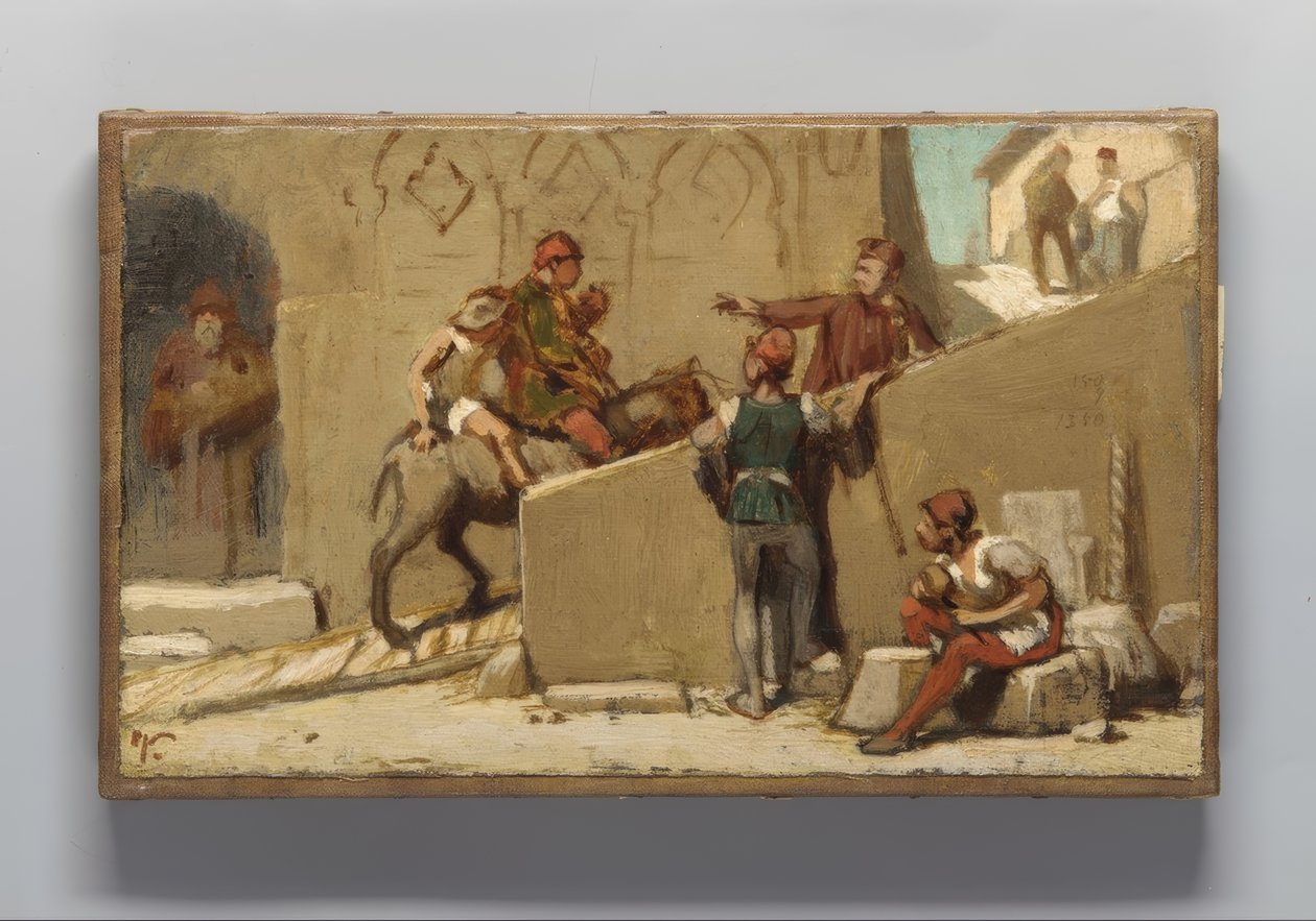 De fabel van de molenaar, zijn zoon en de ezel door Elihu Vedder