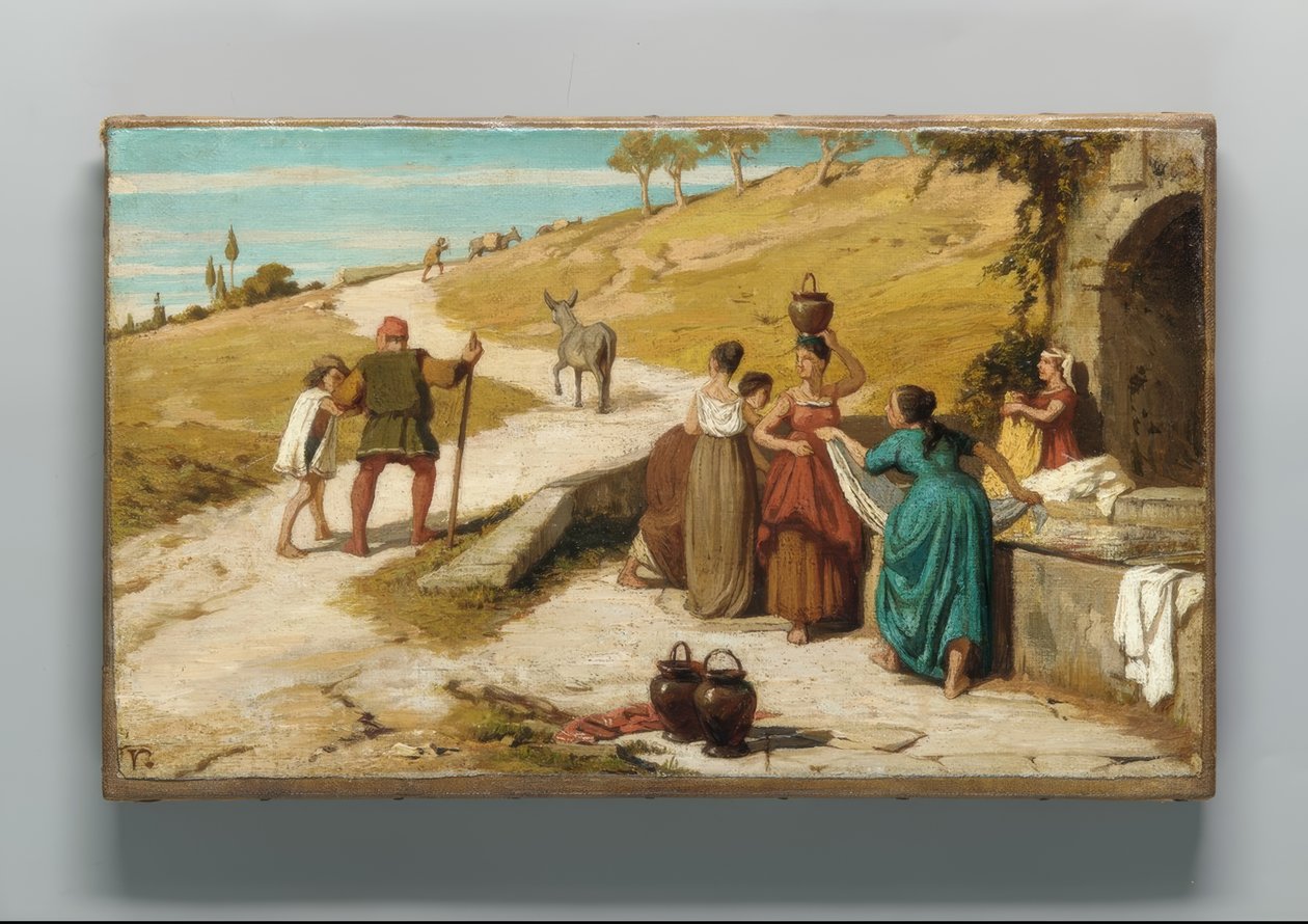 De fabel van de molenaar, zijn zoon en de ezel door Elihu Vedder