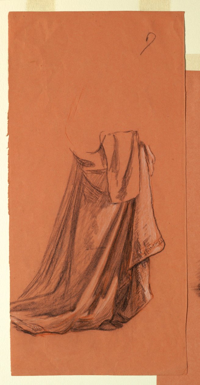 Tekening, Draperie (studie voor olieverfschilderij, "Bruiloftstoet" of "De dans", 1872-79 door Elihu Vedder