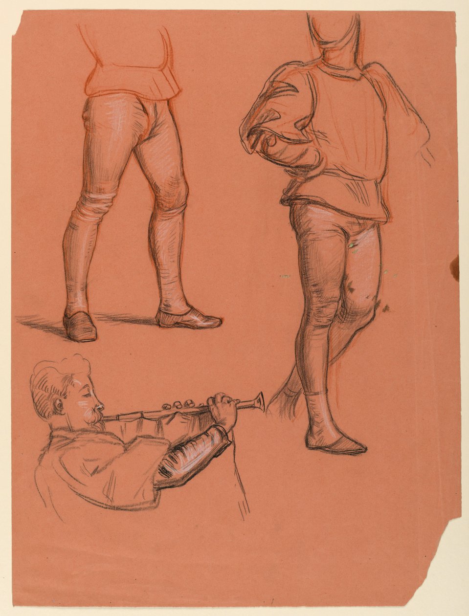 Tekening, details van mannelijke figuren, ca. 1885 door Elihu Vedder