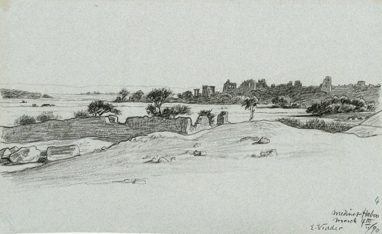Uit 30 Tekeningen van de Nijlreis: Medine & Haboo door Elihu Vedder