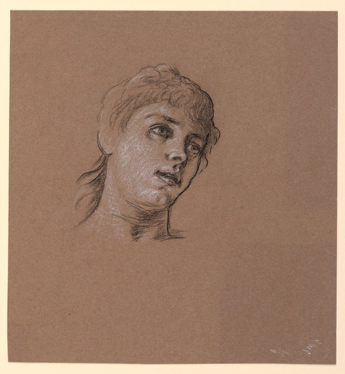 Portretschets van een Jong Meisje door Elihu Vedder