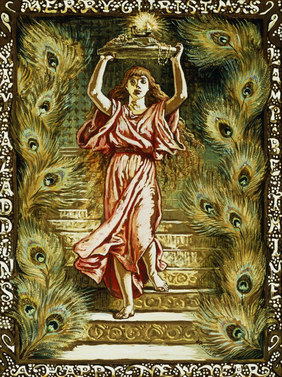 Prang ontwerp voor Kerstmis door Elihu Vedder