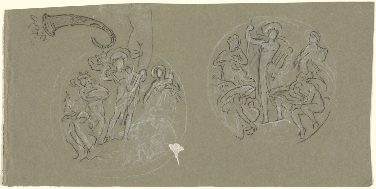 Blad met studies voor Huntington Plafond door Elihu Vedder