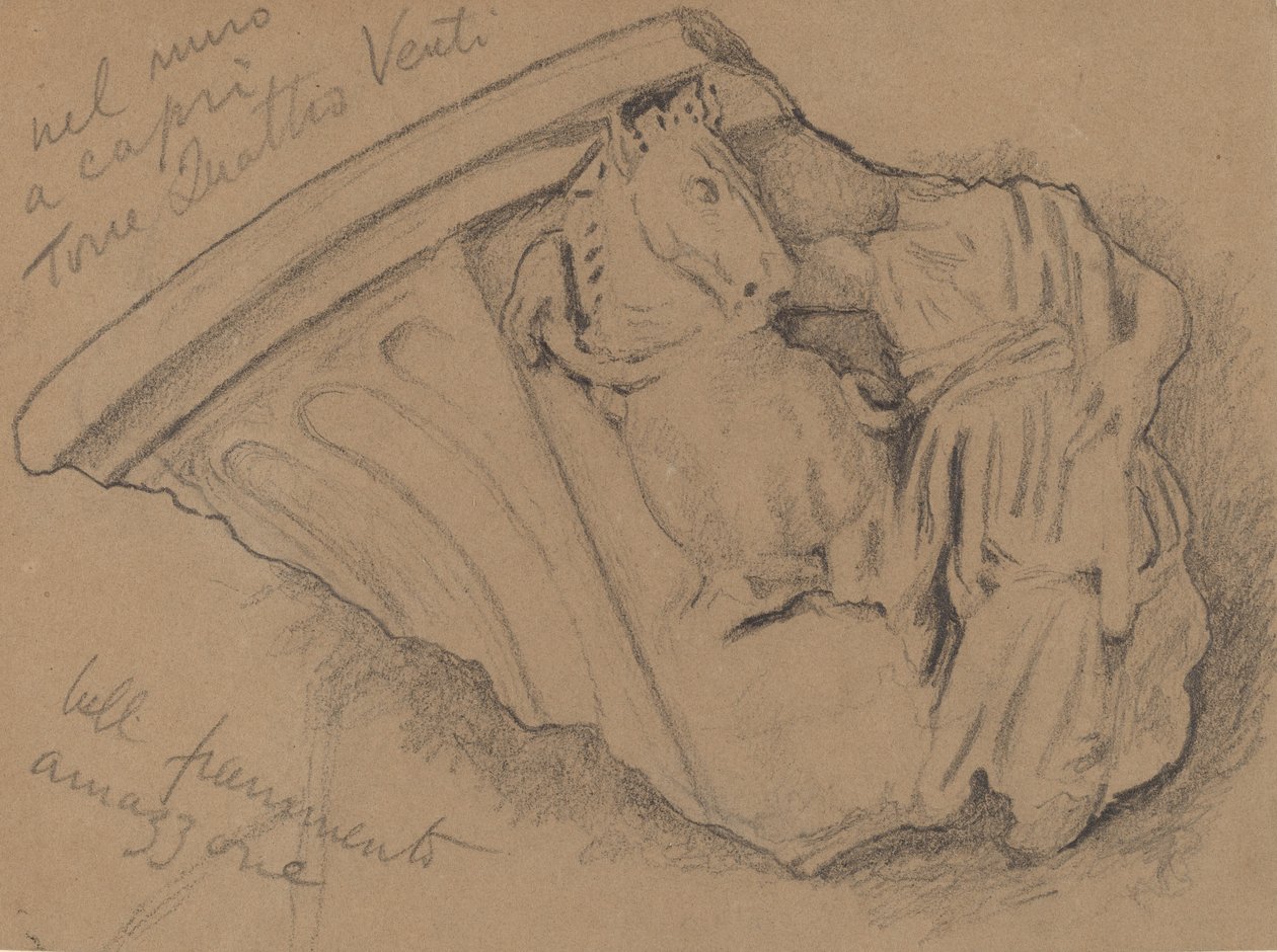 Schets van een Fragment van een Muur in Capri, ca. 1897 door Elihu Vedder