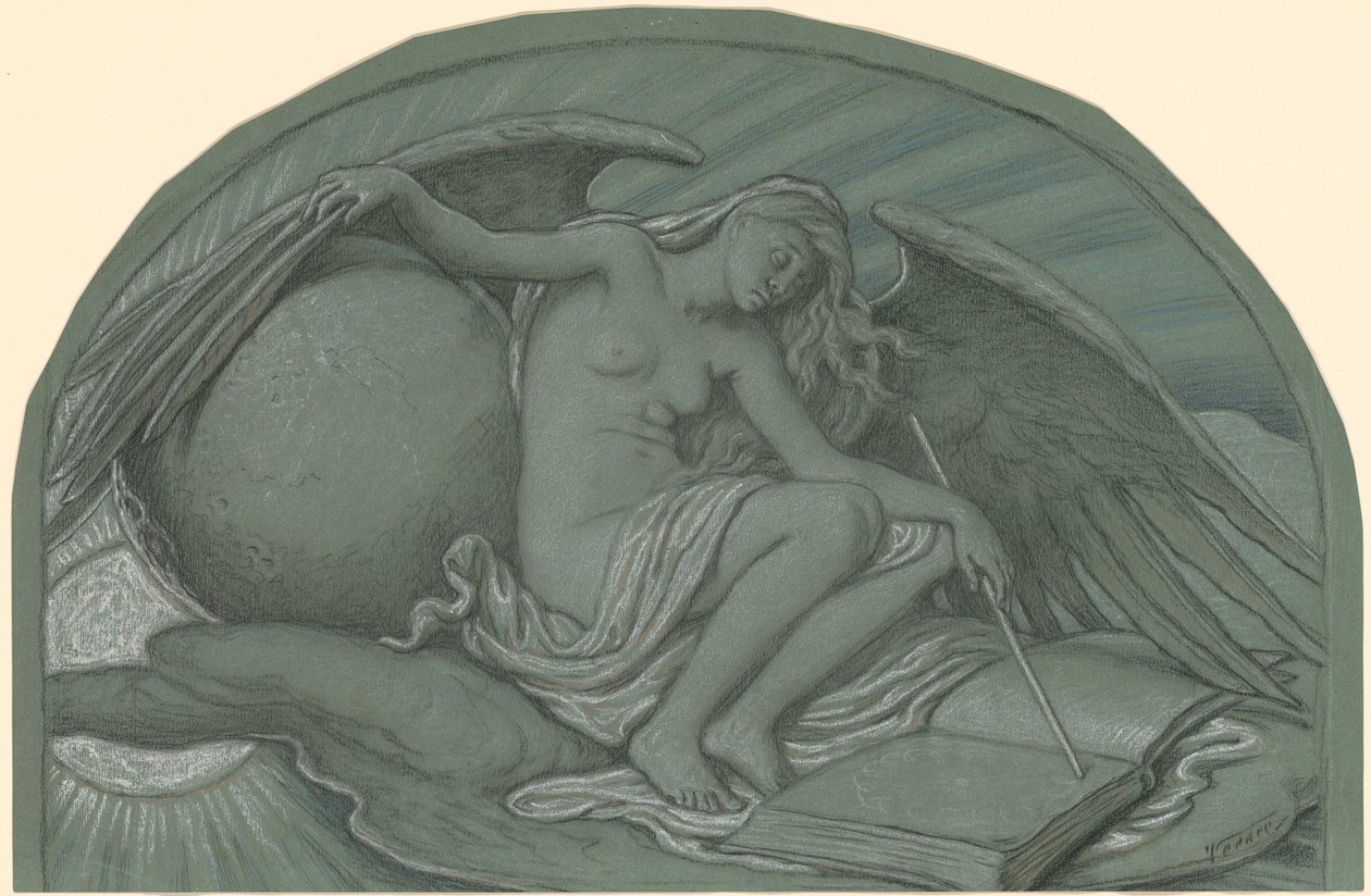 Studie voor De zonsverduistering door de maan door Elihu Vedder