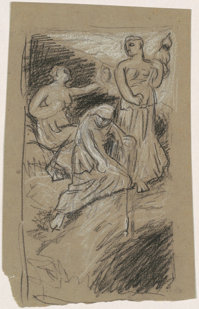 Studie voor "De Schikgodinnen die de Sterren Verzamelen" door Elihu Vedder