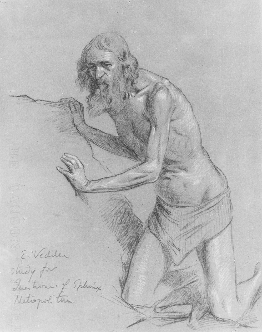 Studie voor de vraag van de sfinx door Elihu Vedder