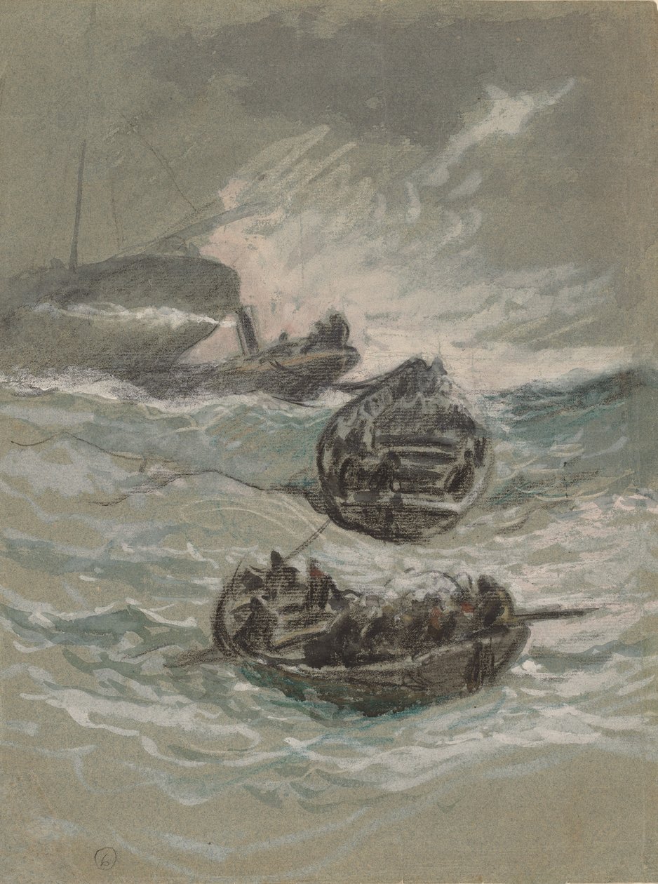 Het schipbreuk, ca. 1880 door Elihu Vedder
