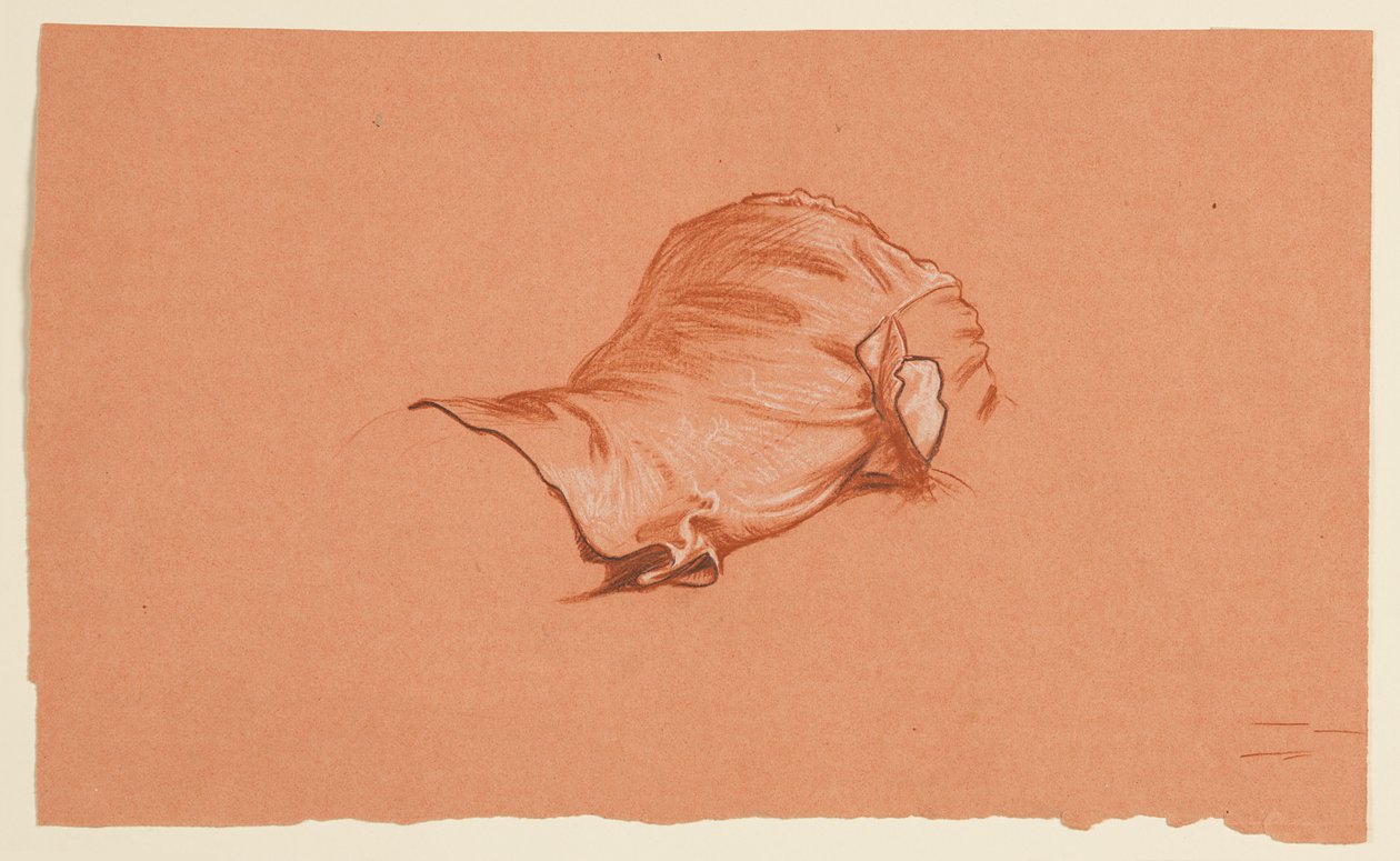 Draperiestudie voor gekostumeerde mannelijke torso door Elihu Vedder