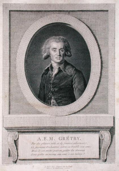 Andre Ernest Modeste Gretry (1741-1813) gegraveerd door Louis Jacques Cathelin 1786 door Elisabeth Louise (after) Vigee Lebrun