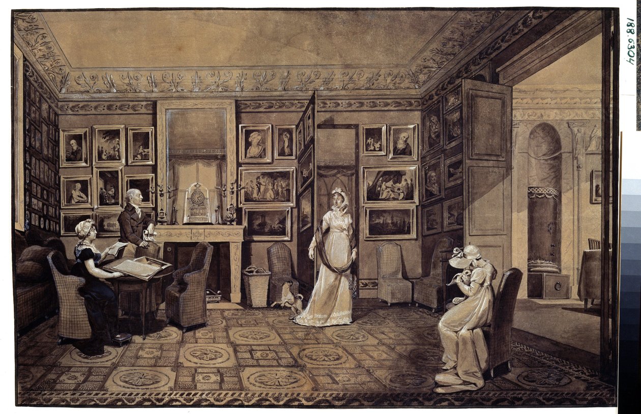 Tekenzaal in het huis van prins Ivan Ivanowitch Bariatinsky in Altona door Elisabeth Louise Vigee Lebrun