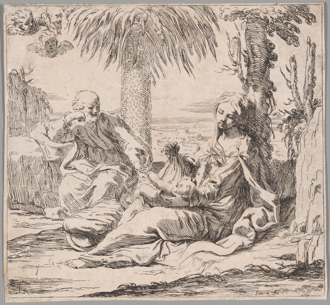 De rest op de vlucht naar Egypte door Elisabetta Sirani