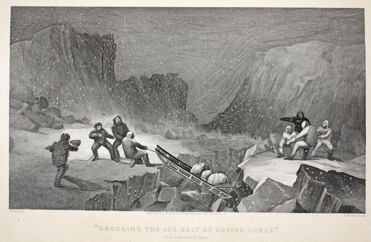 Oversteek van de IJsgordel bij Coffee Gorge, illustratie uit 
