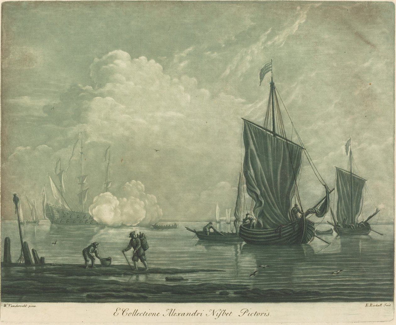 Scheepvaartscène uit de Collectie van Alexander Nisbit, 1720s door Elisha Kirkall