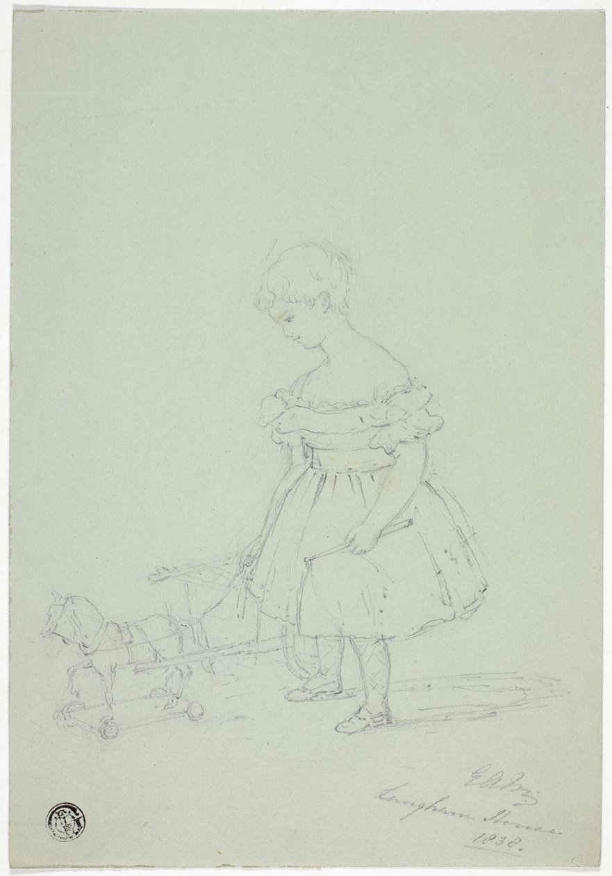 Meisje met Speelgoedpaard bij Langham House door Elizabeth Murray