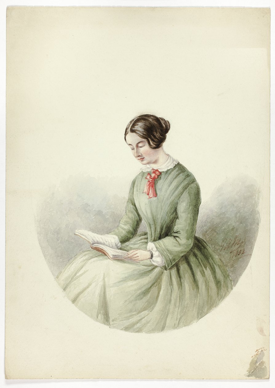 Portret van een lezende vrouw door Elizabeth Murray