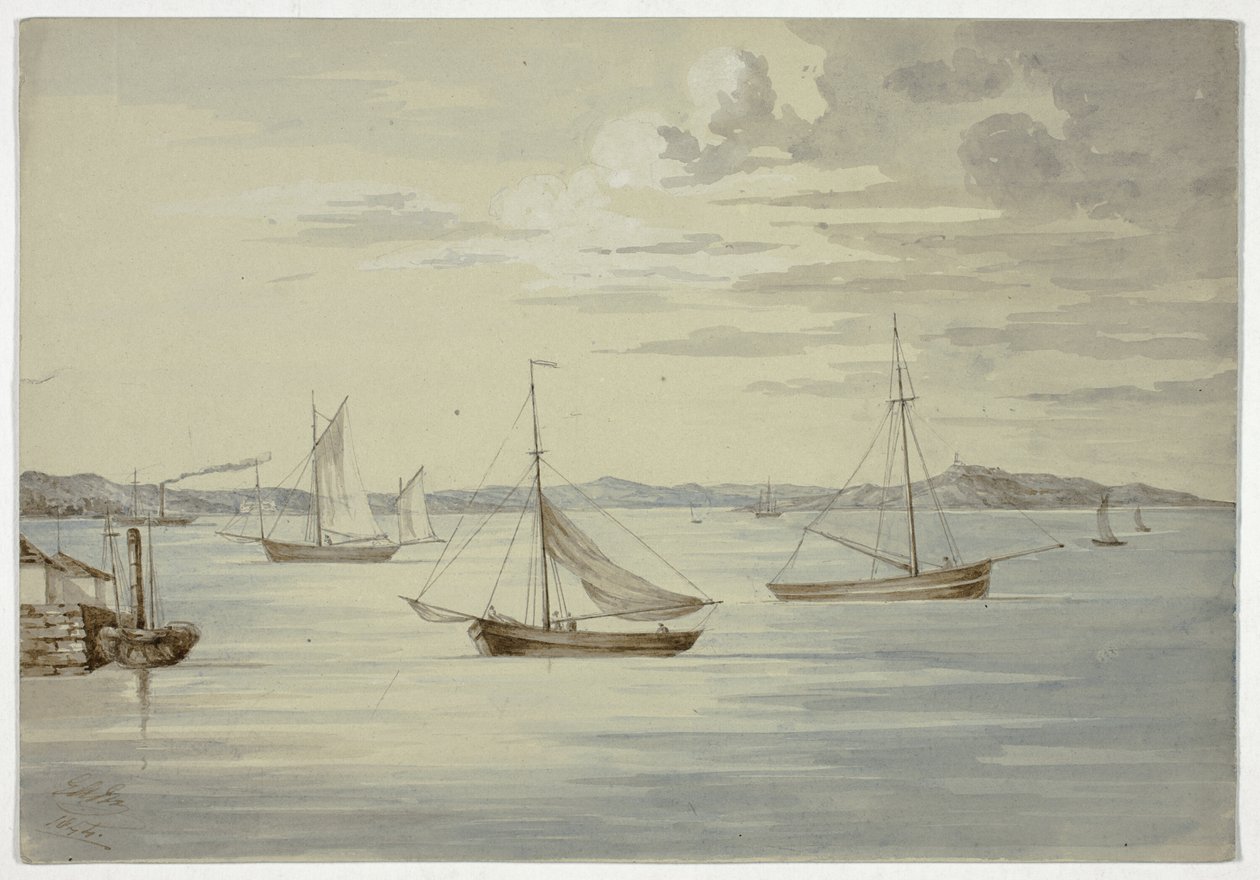 Uitzicht op Inchkeith en de Firth of Forth-eilanden vanaf Granton door Elizabeth Murray