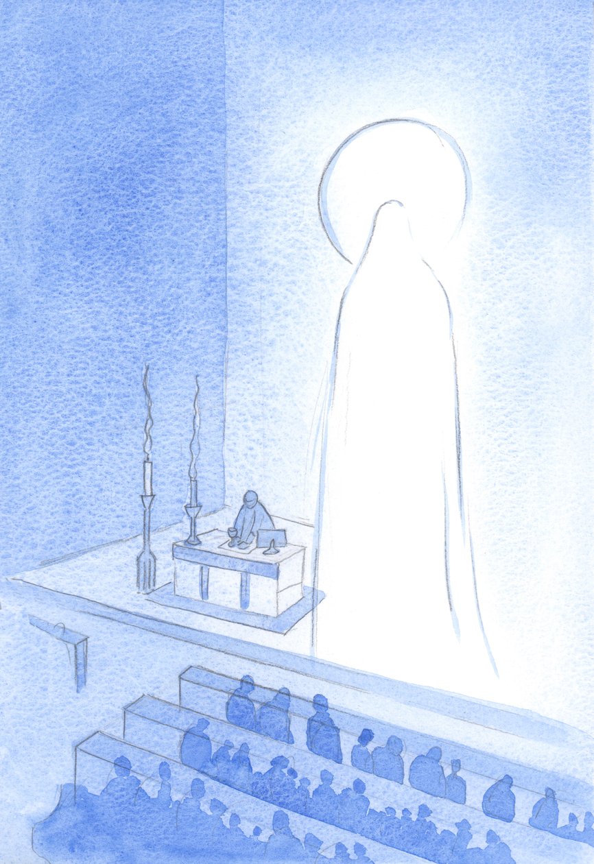 Christus en Zijn Heilige Moeder leven nu in de hemel, glorieus. Zo verheerlijkt zijn is majestueus en perfect in elke zin, 2001 door Elizabeth Wang