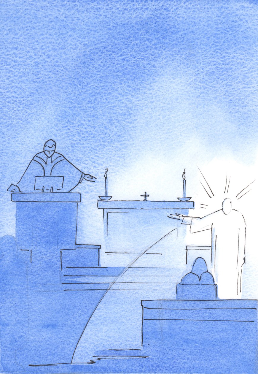 Christus verscheen voor mij, zijn arm opgeheven om de preekstoel aan te wijzen waar, zo vertelde hij mij, de waarheid wordt gesproken over God en de mens door Elizabeth Wang