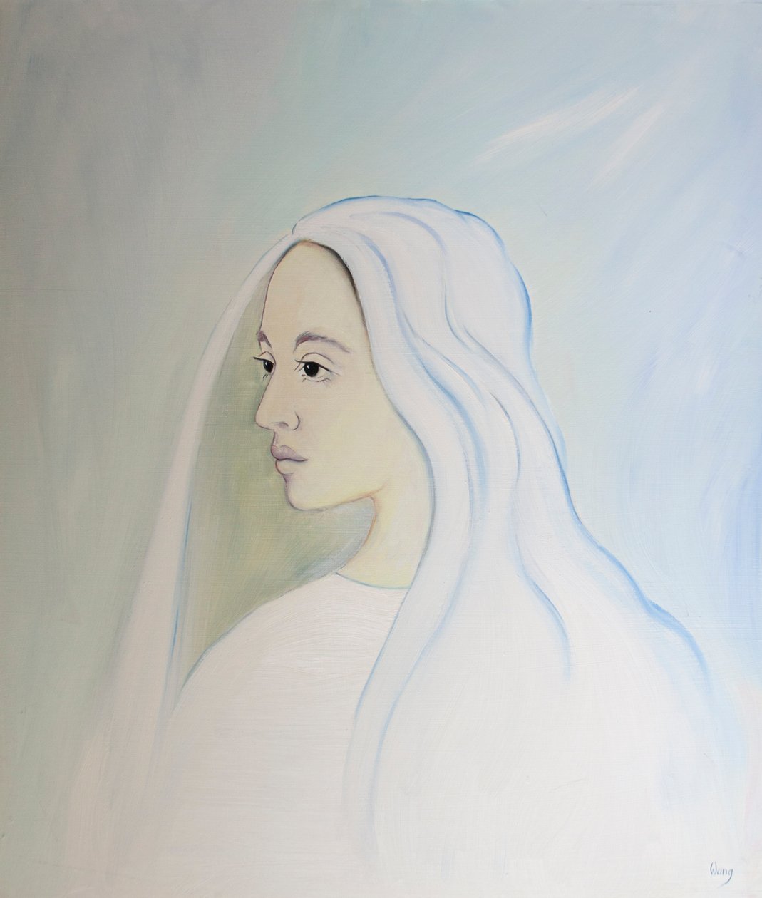 In de hemel deelt de Maagd Maria de zorg van haar zoon voor alles wat er op aarde gebeurt door Elizabeth Wang