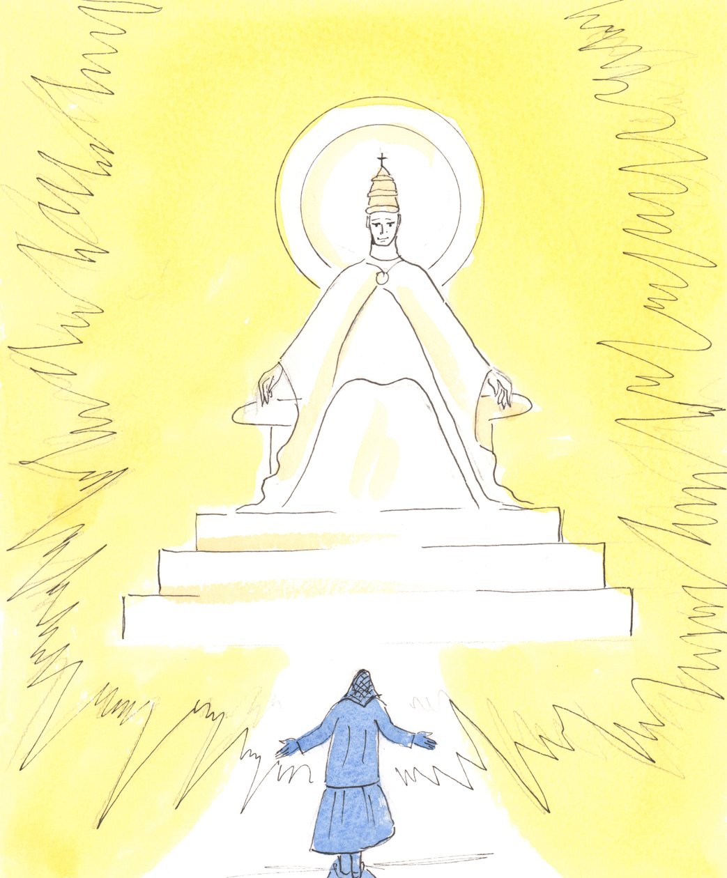 In geloof kunnen we een laaiend licht zien, hoog in de kerk boven het heiligdom door Elizabeth Wang