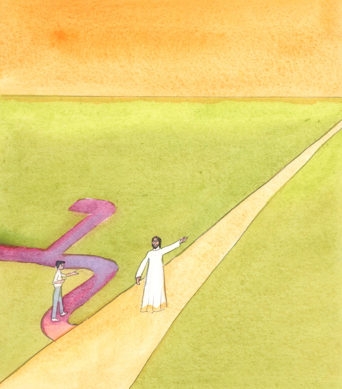 Sommige mensen willen intieme vriendschap met Christus, maar weigeren Zijn geboden te houden, 2005 (aquarel op papier) door Elizabeth Wang