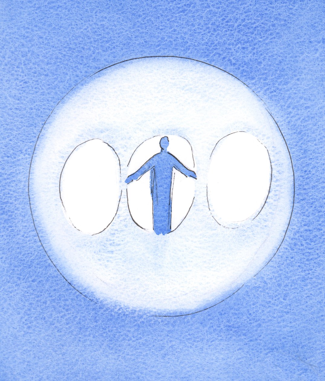 De Heilige Drie-eenheid kan worden gezien als een Drievoudig Licht met Christus de God-mens in het midden door Elizabeth Wang