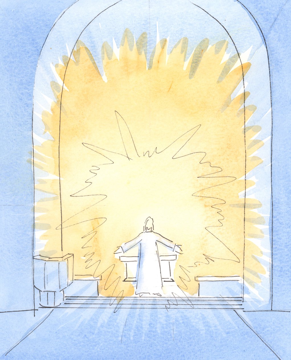 Wanneer het brood tijdens de Mis is gewijd, is Christus wezenlijk aanwezig op ons altaar, in al Zijn glorie door Elizabeth Wang