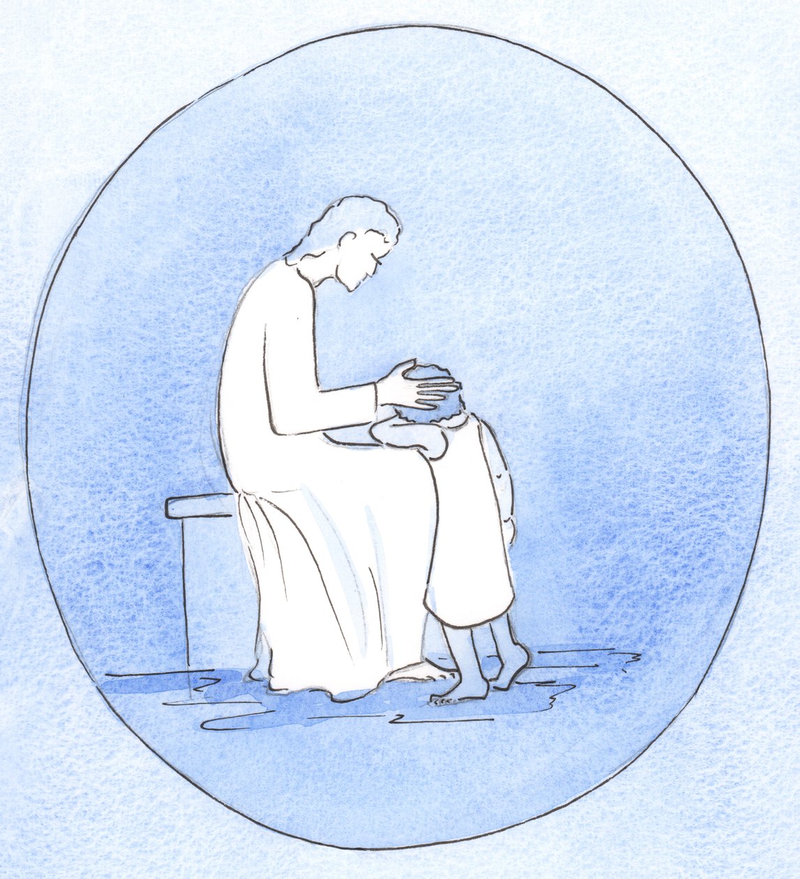 Wanneer we berouw tonen over onze zonden, kijkt Jezus Christus ons met tederheid aan, net zoals een moeder haar kind omhelst. door Elizabeth Wang
