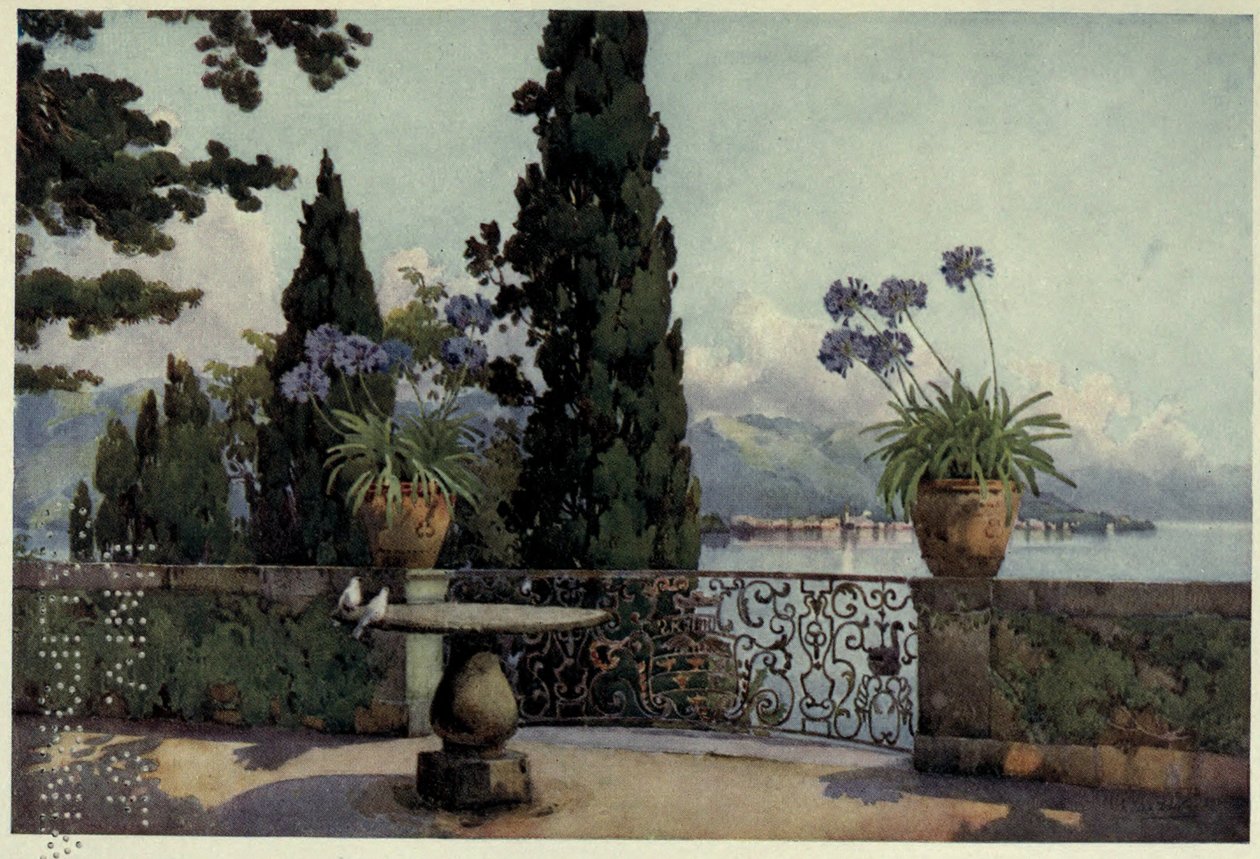 Pallanza vanaf Isola Bella, Lago Maggiore, Illustratie uit 