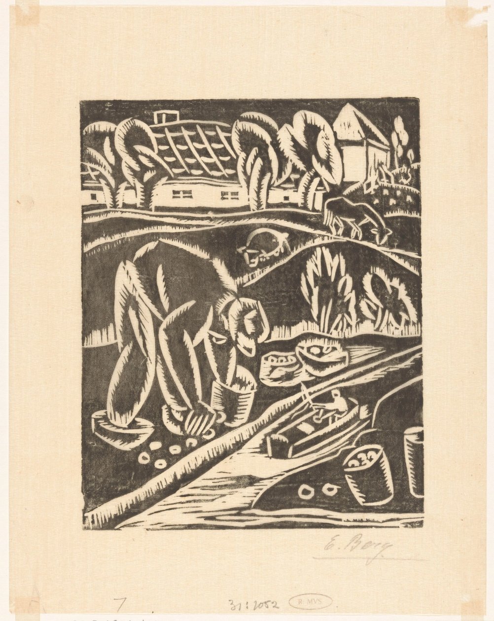 Boerenbedrijf door Else Berg (signed by artist)