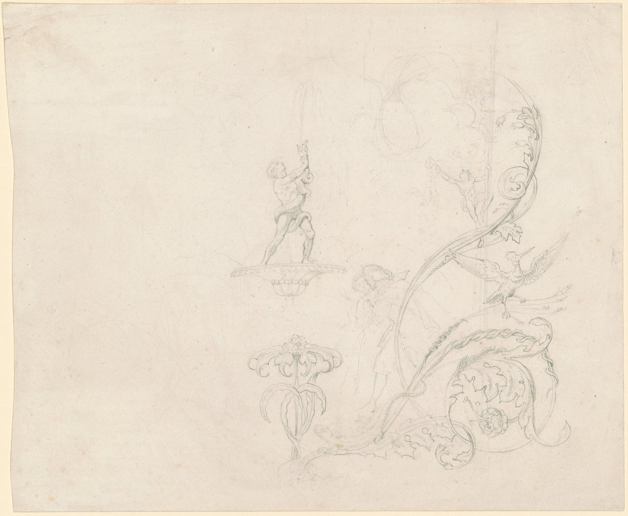 Studies van fonteinversieringen door Emanuel Gottlieb Leutze