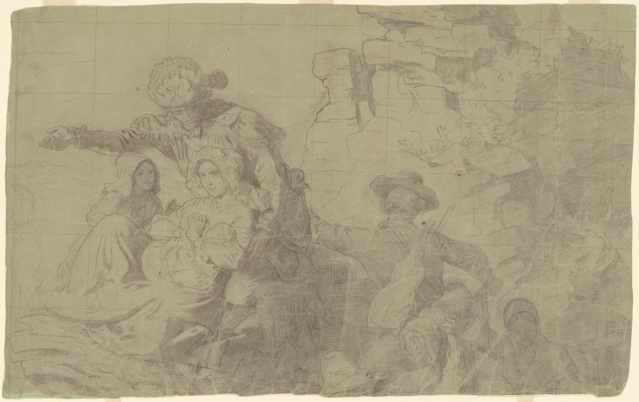 Studie voor "Westwaarts de Loop van het Rijk" door Emanuel Gottlieb Leutze