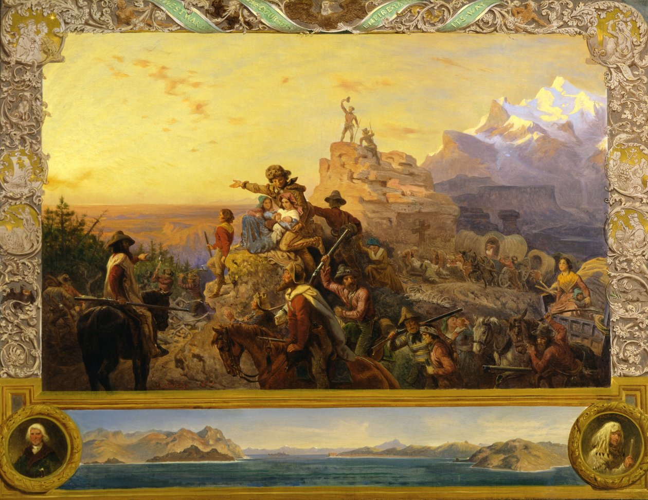 Westward the Course of Empire Takes Its Way (studie muurschildering, U.S. Capitol) door Emanuel Gottlieb Leutze