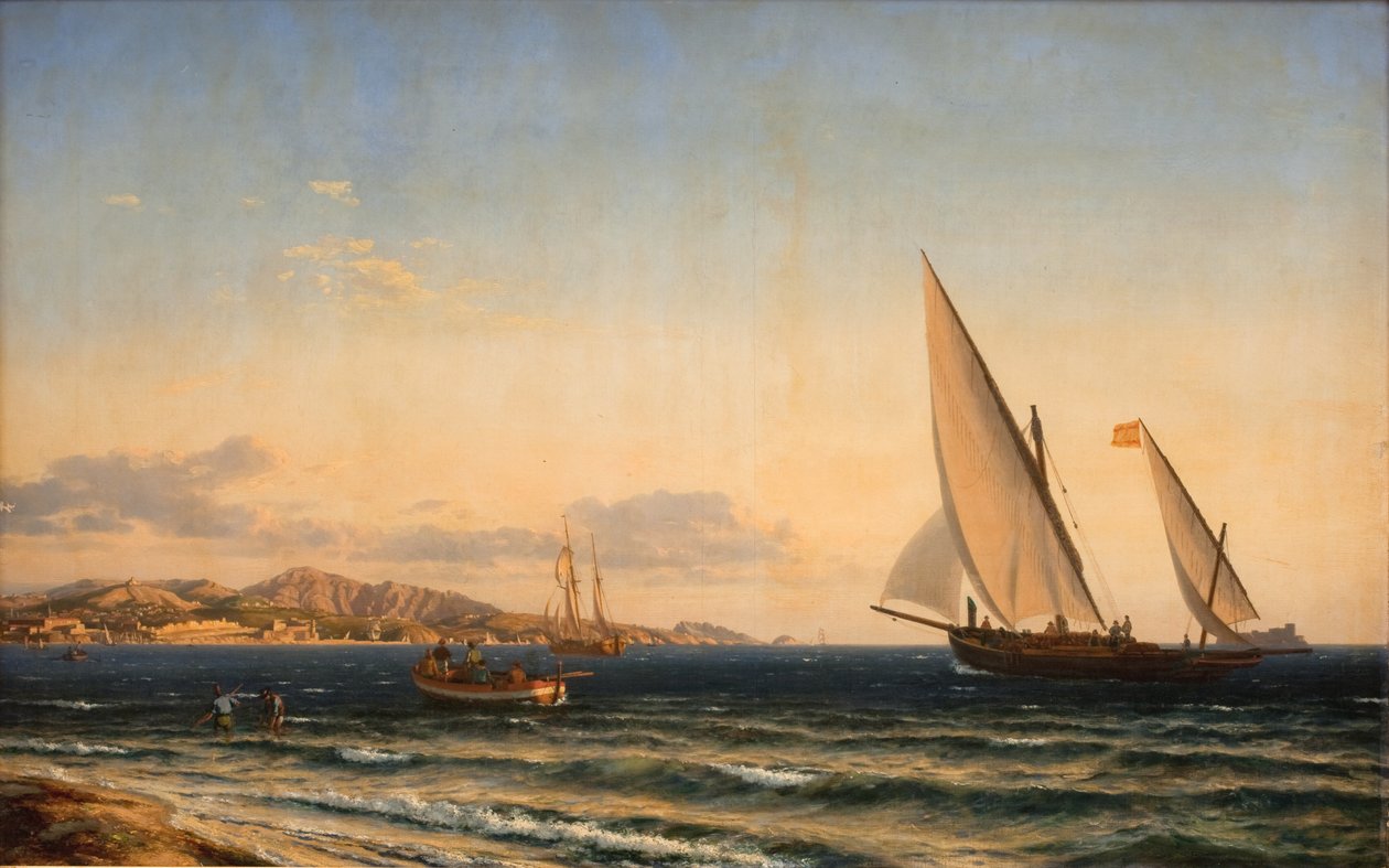 Avond aan de Middellandse Zee. Op de achtergrond Marseille en het eiland If door Emanuel Larsen