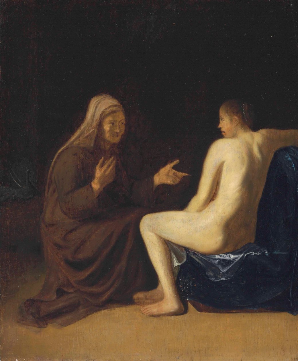 Duits: Sitzender Akt (Vertumnus und Pomona) Vertumnus en Pomona door Emanuel de Witte
