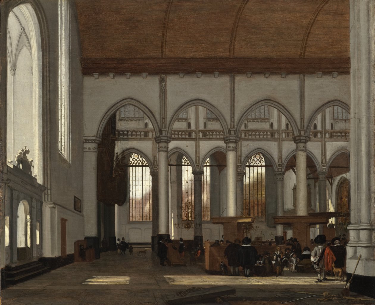 Interieur van de Oude Kerk, Amsterdam door Emanuel de Witte