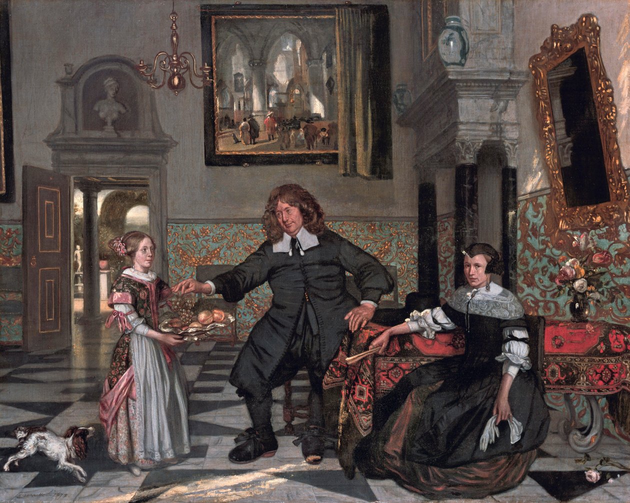 Portret van een familie in een interieur (familie van Pieter de Graeff) door Emanuel de Witte