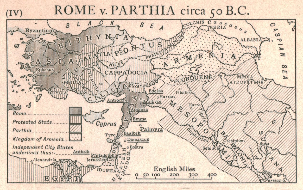 Rome tegen Parthia, circa 50 v.Chr., ca. 1915 door Emery Walker Ltd