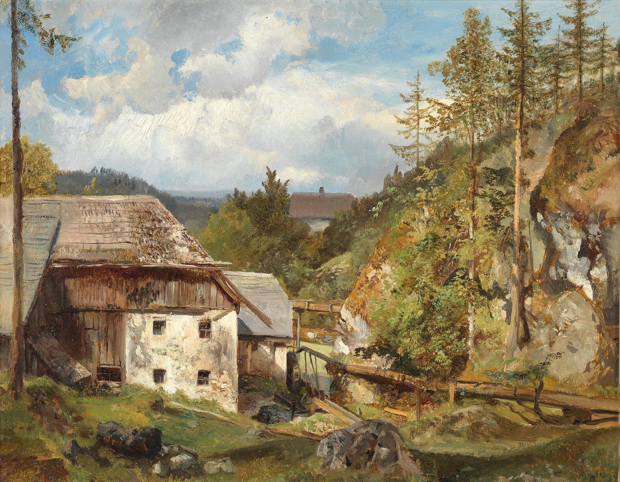 De molen in het bos door Emil Jakob Schindler
