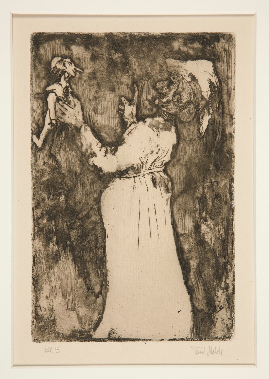 De kleine marionet, plaat 7 uit Phantasien (Fantasie) door Emil Nolde